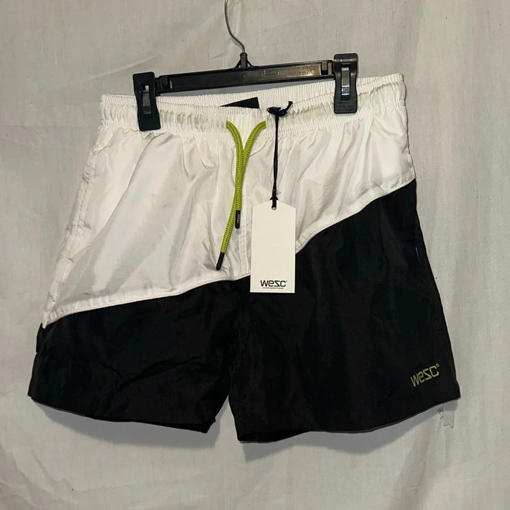 NWT black & white WESC swim shorts size small